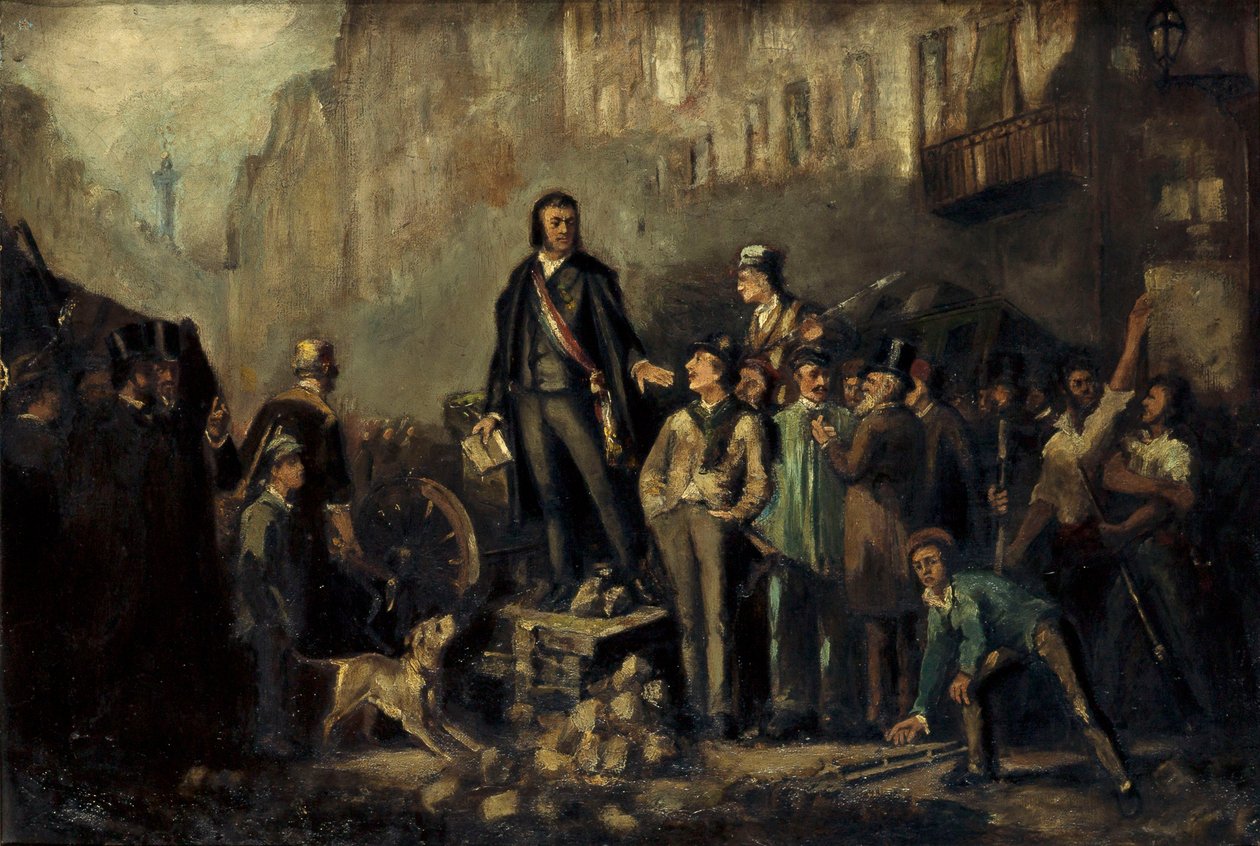Alphonse Baudin (1811-51) na barricada do Faubourg Saint-Antoine 3 de dezembro de Ernest Louis Pichio