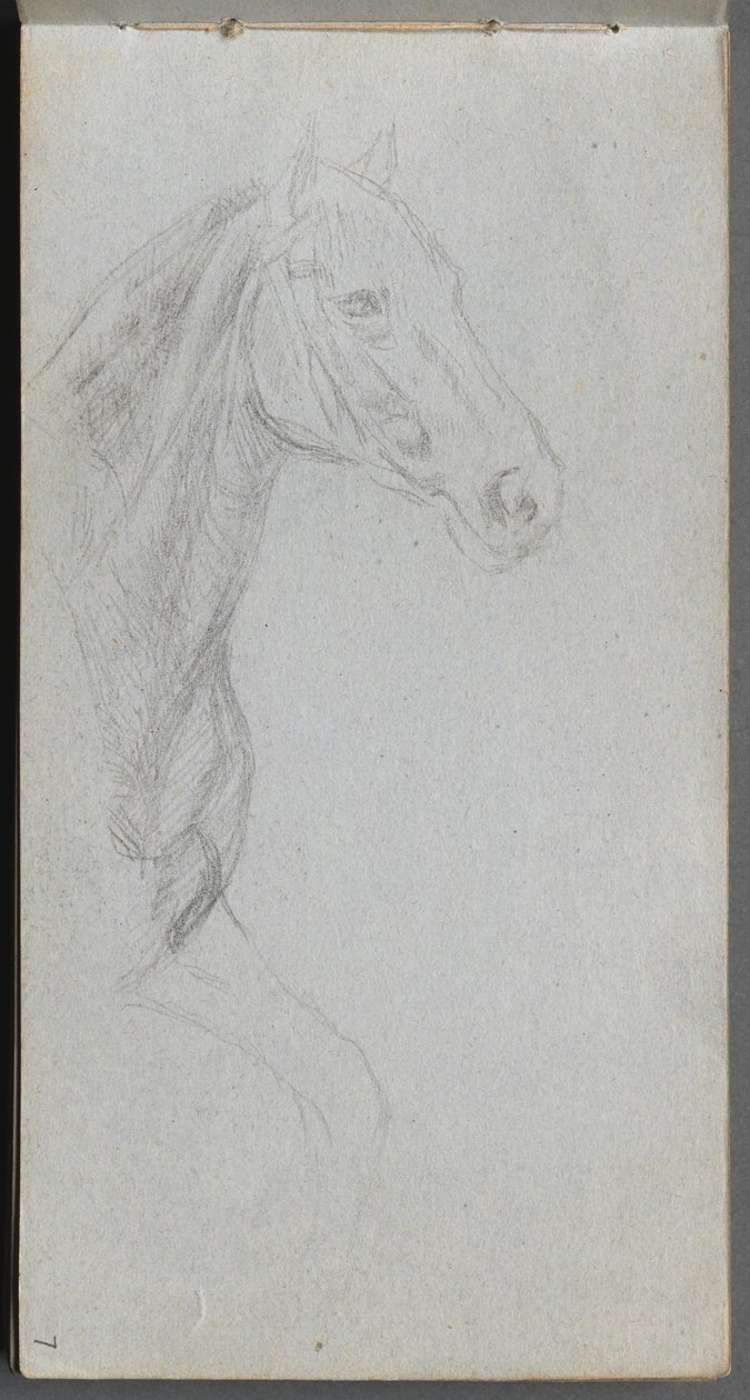 Caderno de desenho, página 07: Estudo de um cavalo. de Jean Louis Ernest Meissonier