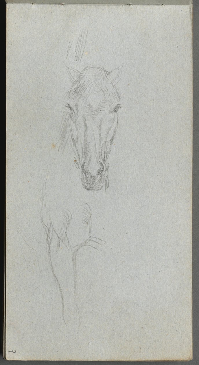 Sketchbook, página 09: Estudo de um cavalo de Ernest Meissonier