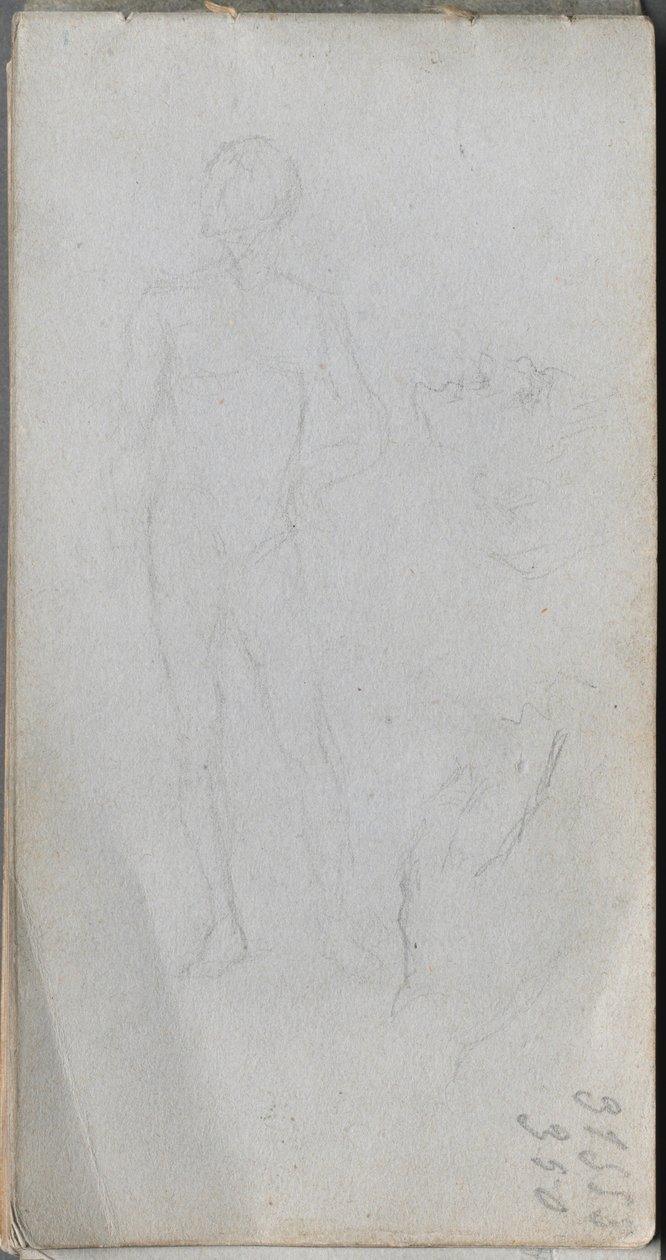 Caderno de desenho, página 100: Figura nua, perfil. de Jean Louis Ernest Meissonier