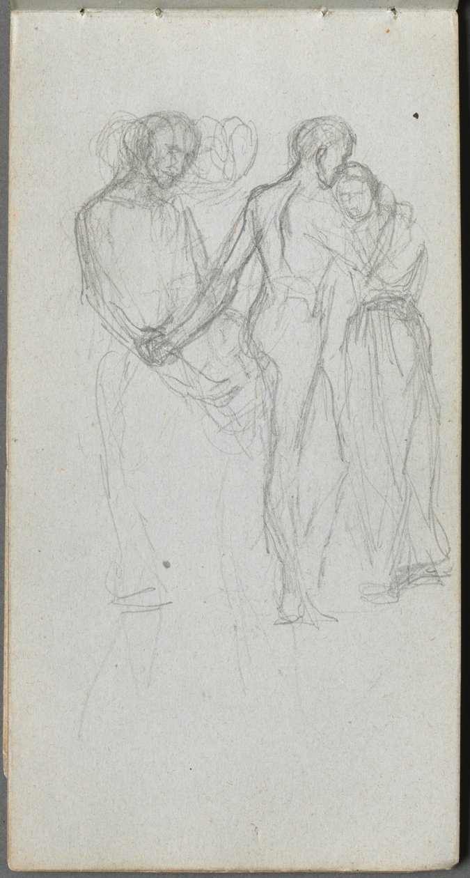 Caderno de desenho, página 10: Figuras abraçando. de Jean Louis Ernest Meissonier