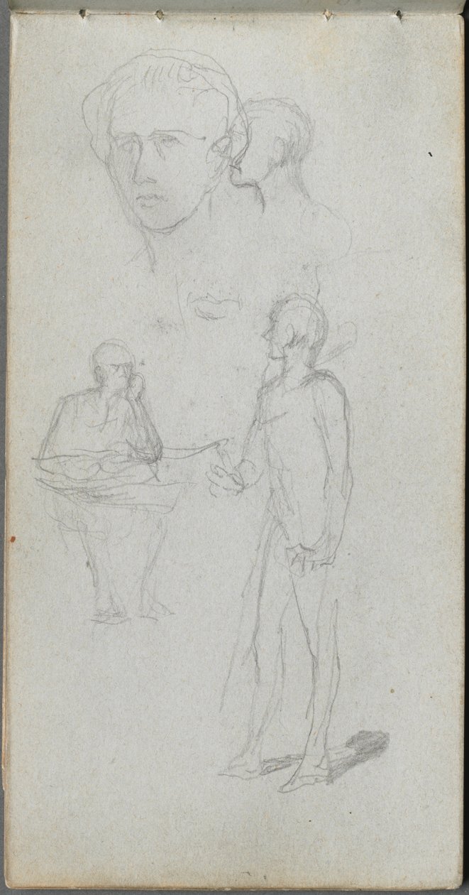 Caderno de desenho, página 12: Várias figuras. de Jean Louis Ernest Meissonier