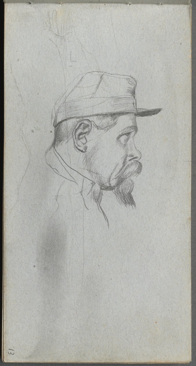 Sketchbook, página 13: Busto de um homem de perfil de Ernest Meissonier