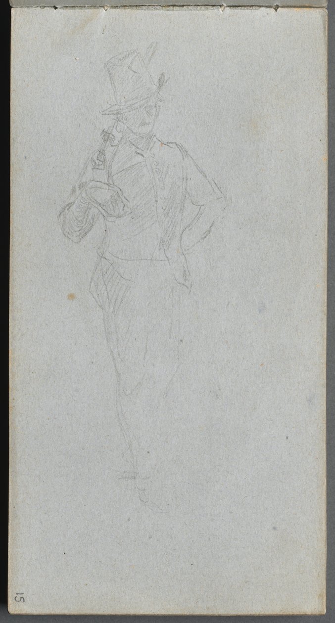 Caderno de desenho, página 15: Estudo de um soldado. de Jean Louis Ernest Meissonier