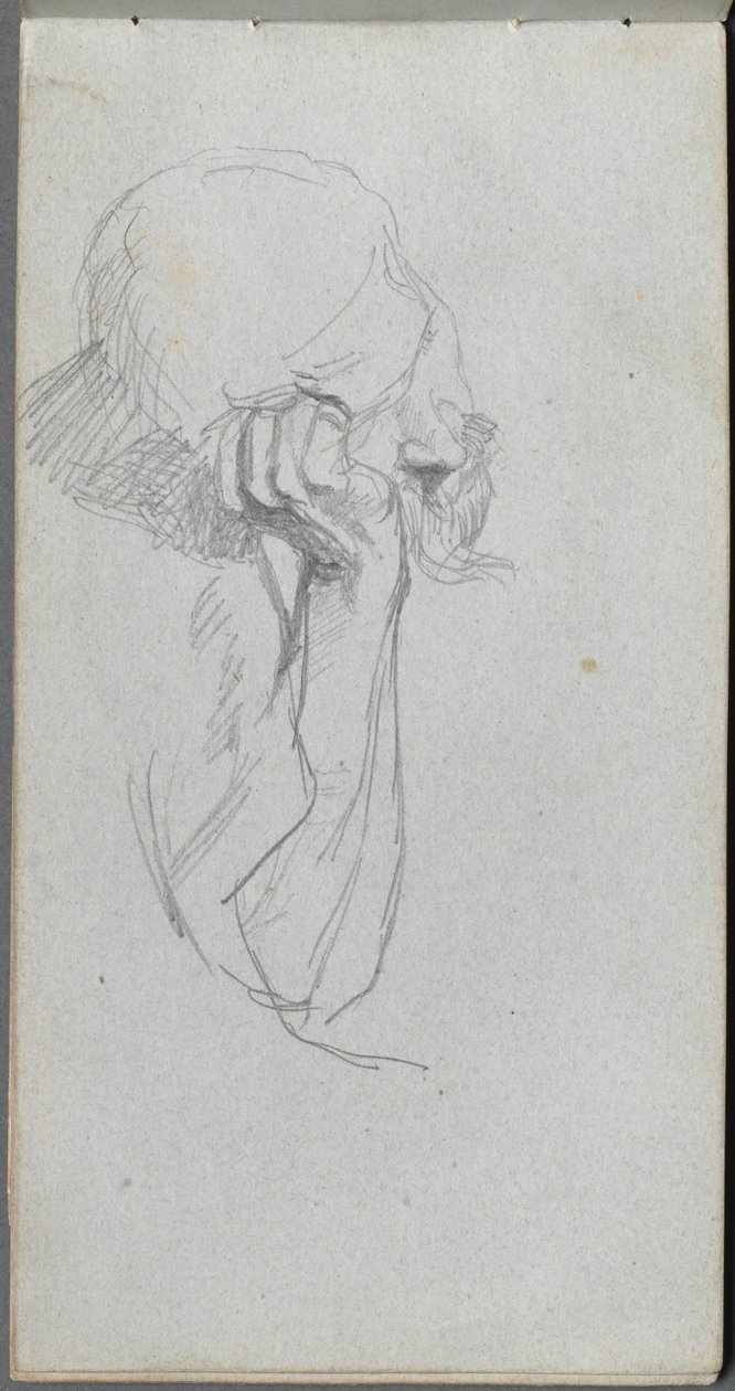 Caderno de desenho, página 16: Figura melancólica. de Jean Louis Ernest Meissonier
