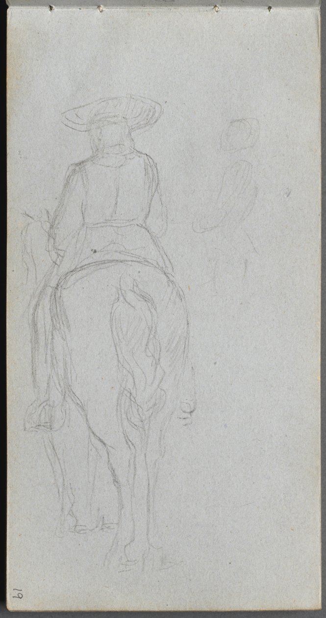 Sketchbook, página 19: Estudo de uma figura a cavalo vista por trás de Ernest Meissonier