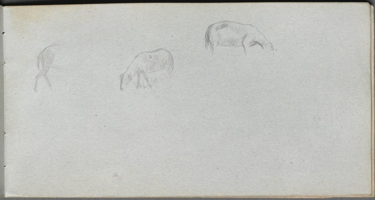 Caderno de desenho, página 20: Estudo com animais. de Jean Louis Ernest Meissonier