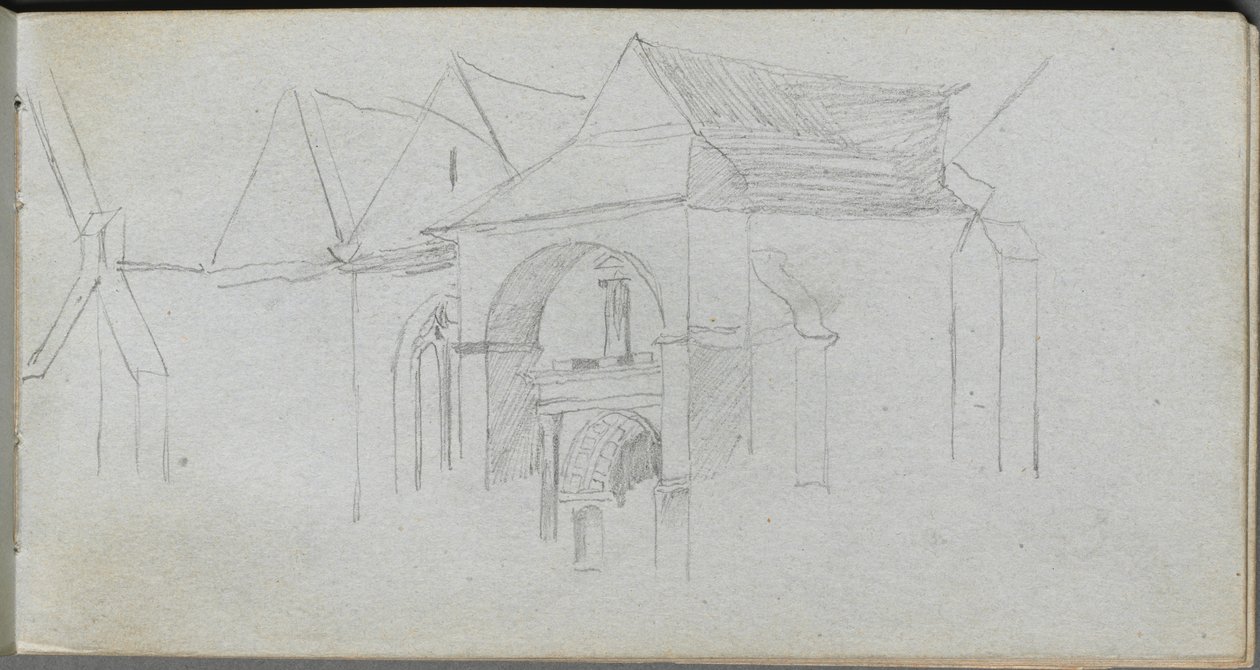 Caderno de desenho, página 22: Estudo de arquitetura. de Jean Louis Ernest Meissonier