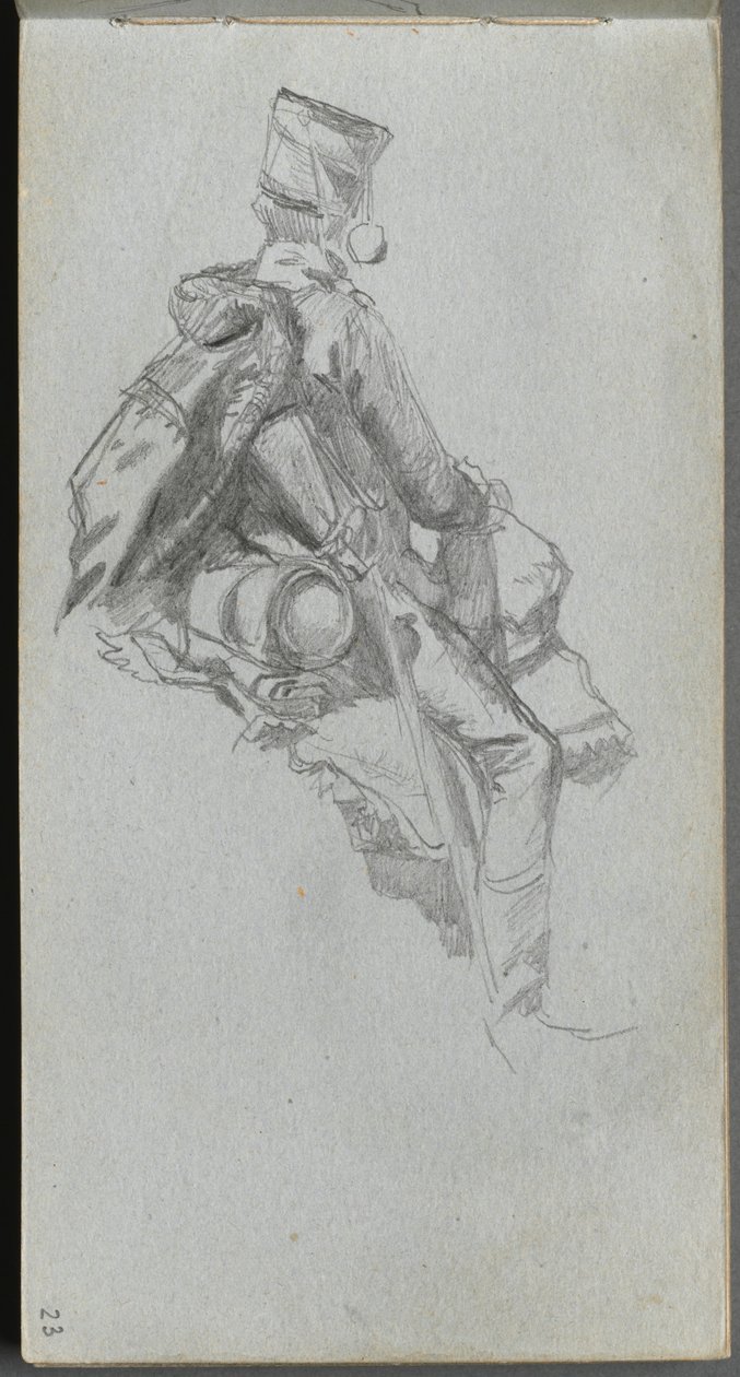 Sketchbook, página 23: Soldado sentado de Ernest Meissonier