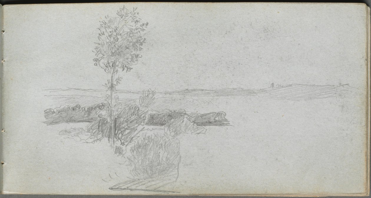 Caderno de esboços, página 28: Estudo da paisagem de Ernest Meissonier