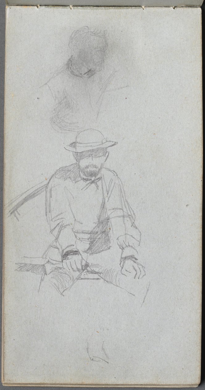 Caderno de desenho, página 30: Figura masculina sentada e Figura no perfil. de Jean Louis Ernest Meissonier