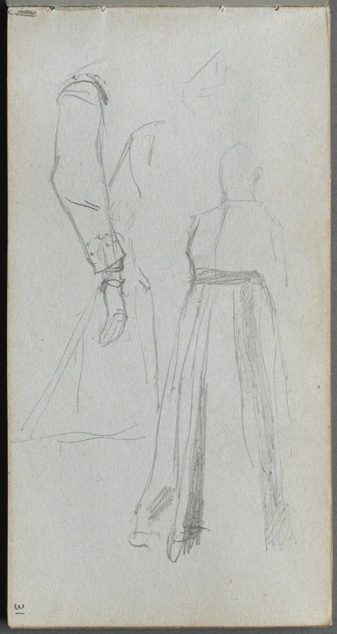 Caderno de desenho, página 31: Estudo de figuras. de Jean Louis Ernest Meissonier