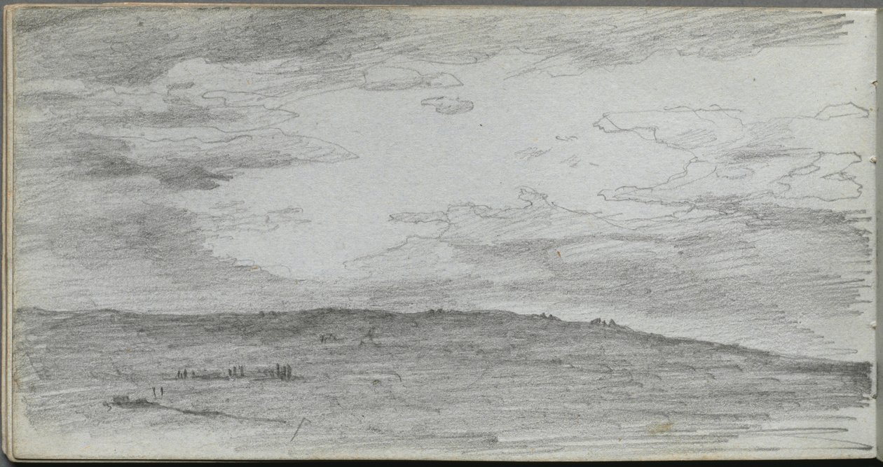 Sketchbook, página 34: Estudo de paisagem de Ernest Meissonier