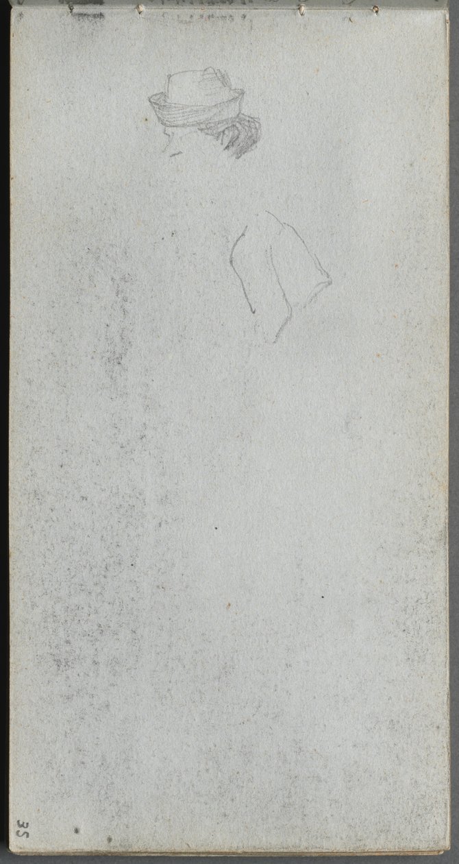 Caderno de desenho, página 35: Estudo de uma cabeça. de Jean Louis Ernest Meissonier