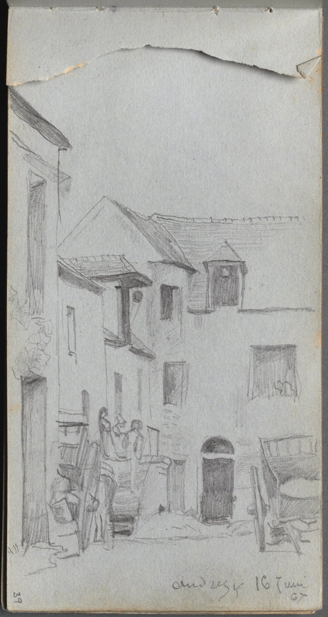 Sketchbook, página 39: Cena de rua de Ernest Meissonier