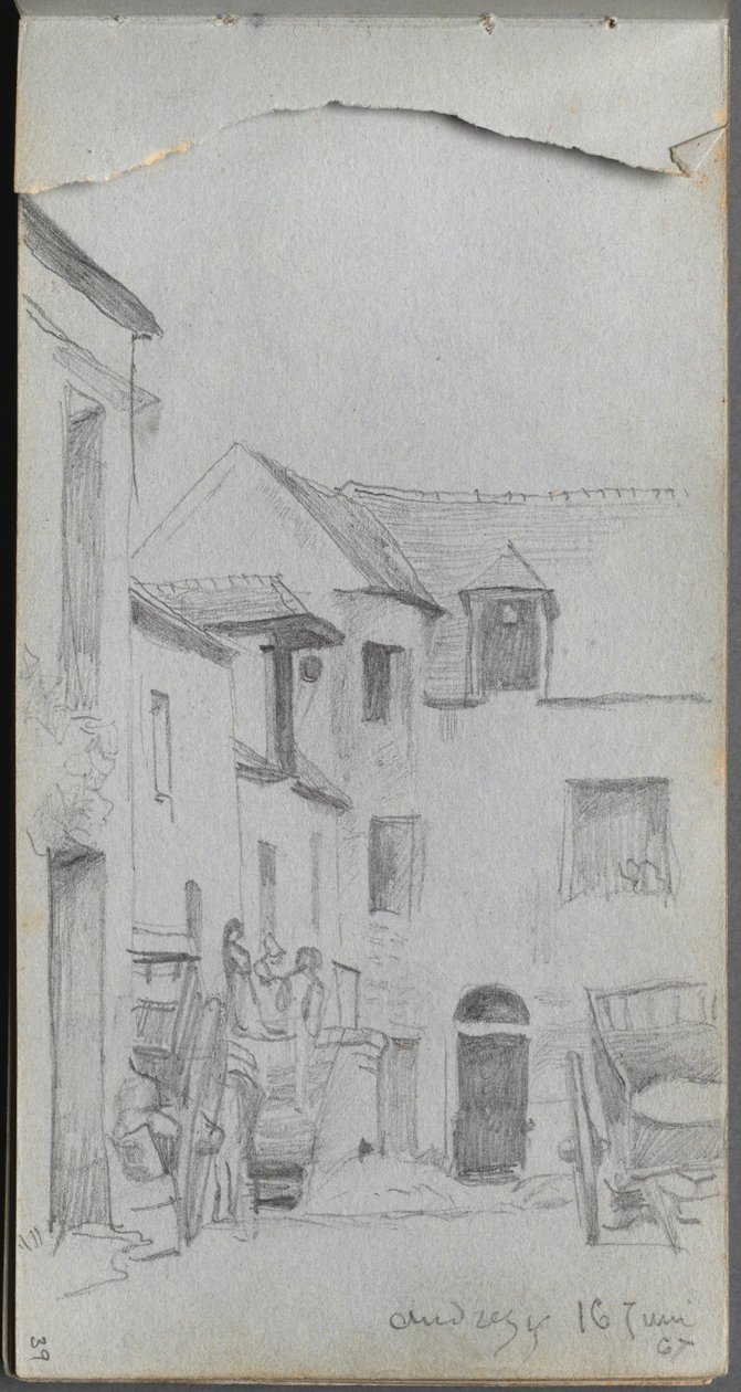 Caderno de desenho, página 39: Cena de rua. de Jean Louis Ernest Meissonier