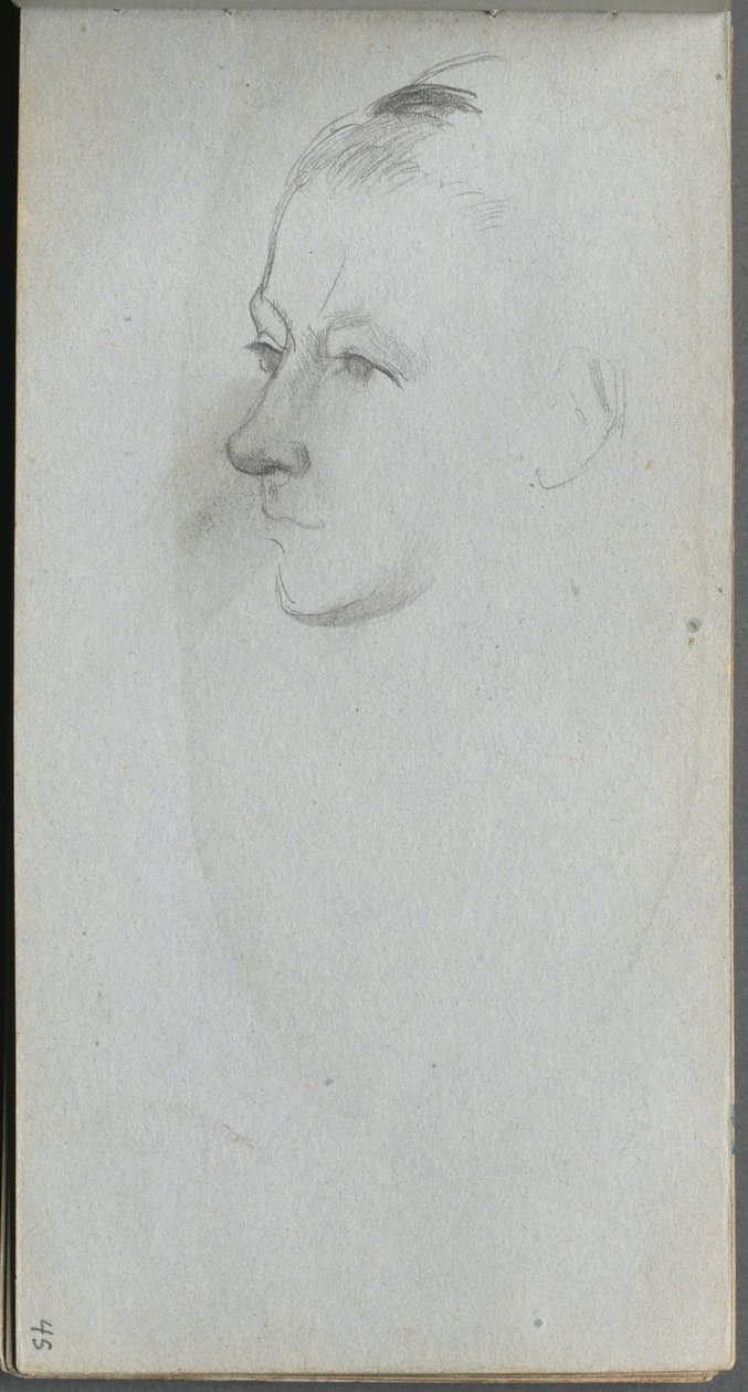 Sketchbook, página 45: Rosto de mulher, vista 3/4 de Ernest Meissonier