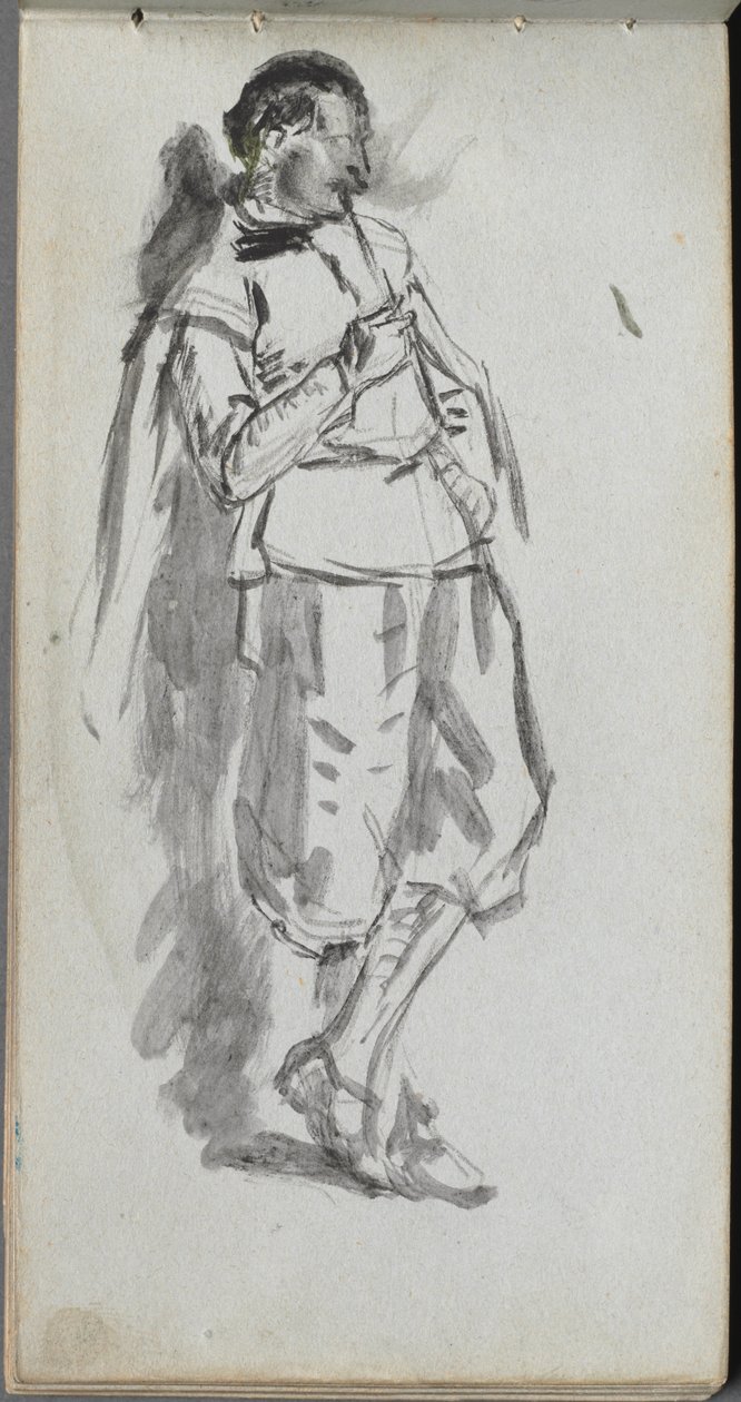 Sketchbook, página 46: Figura masculina em pé de Ernest Meissonier