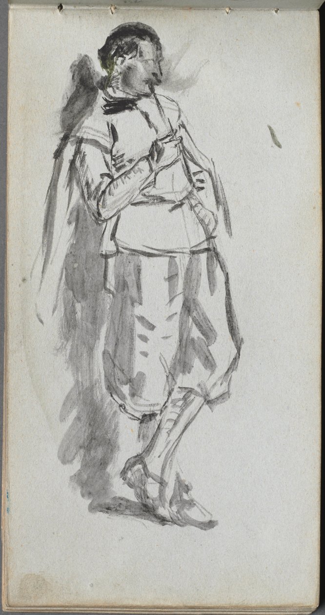Caderno de desenho, página 46: Figura masculina em pé. de Jean Louis Ernest Meissonier