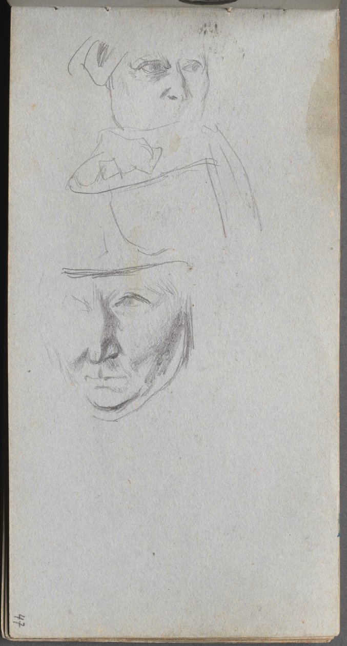 Sketchbook, página 47: Estudos de três rostos de Ernest Meissonier