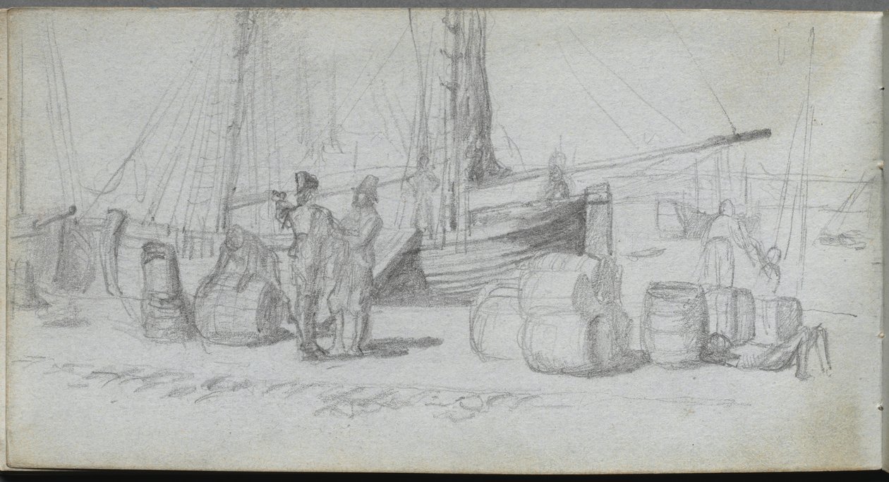 Sketchbook, página 50: Barcos, Figuras, Carga na Praia de Ernest Meissonier