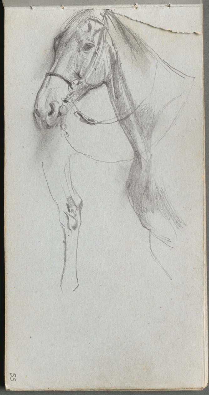 Caderno de desenho, página 55: Estudo para um cavalo. de Jean Louis Ernest Meissonier