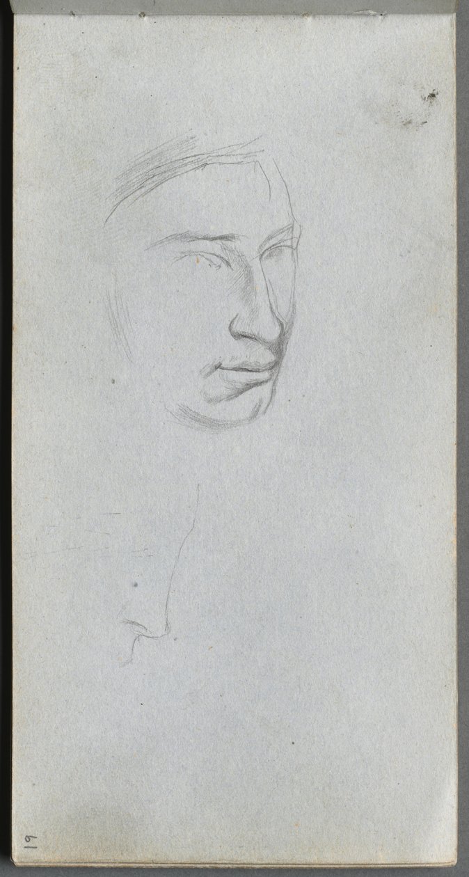Bloco de desenho, página 61: Face, 34 ver perfil. de Jean Louis Ernest Meissonier