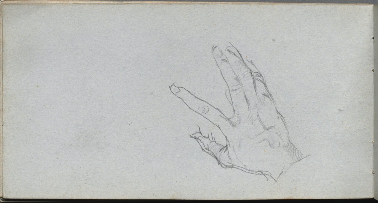 Caderno de desenho, página 68: Estudo de uma mão. de Jean Louis Ernest Meissonier