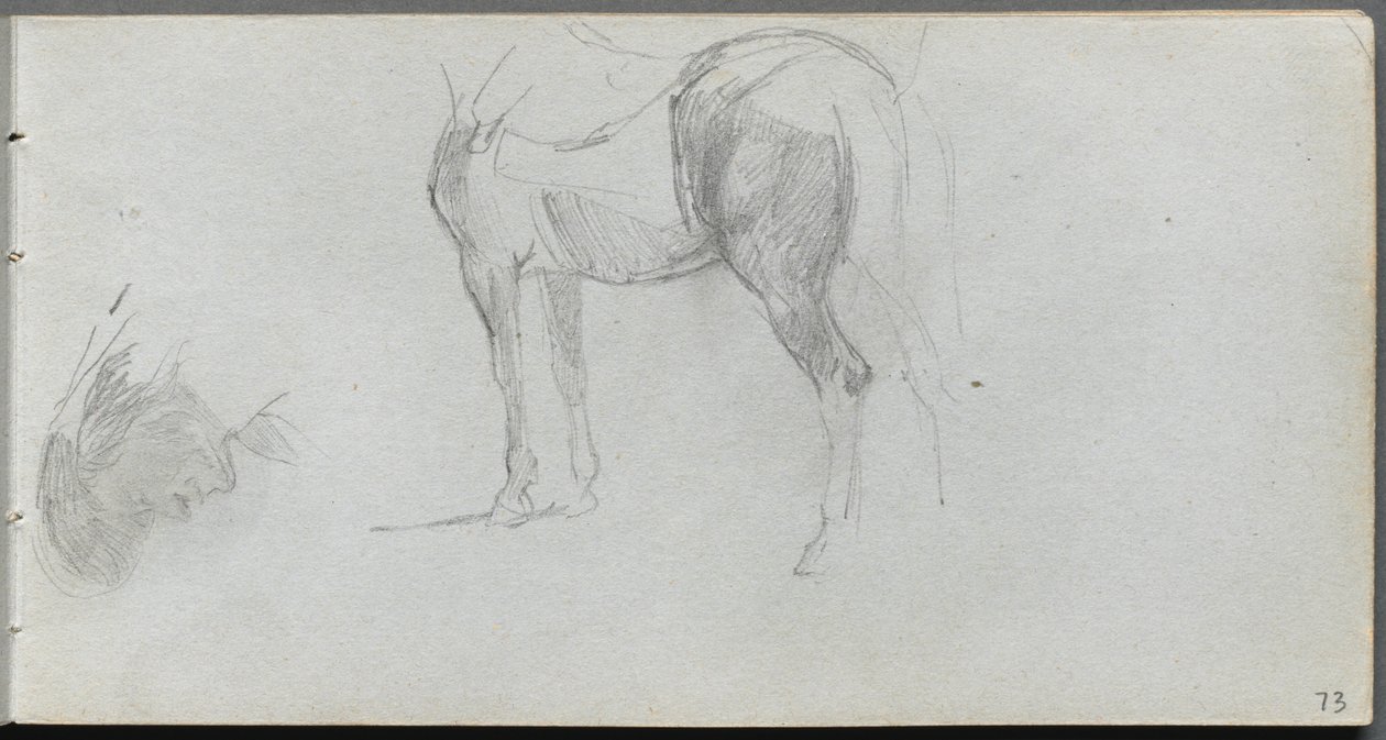 Sketchbook, página 73: Estudo de um cavalo, perfil de Ernest Meissonier