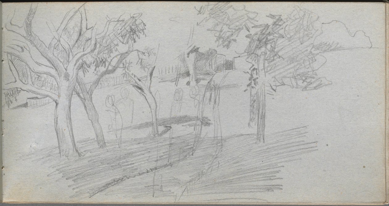 Caderno de esboços, página 74: Estudo da paisagem de Ernest Meissonier