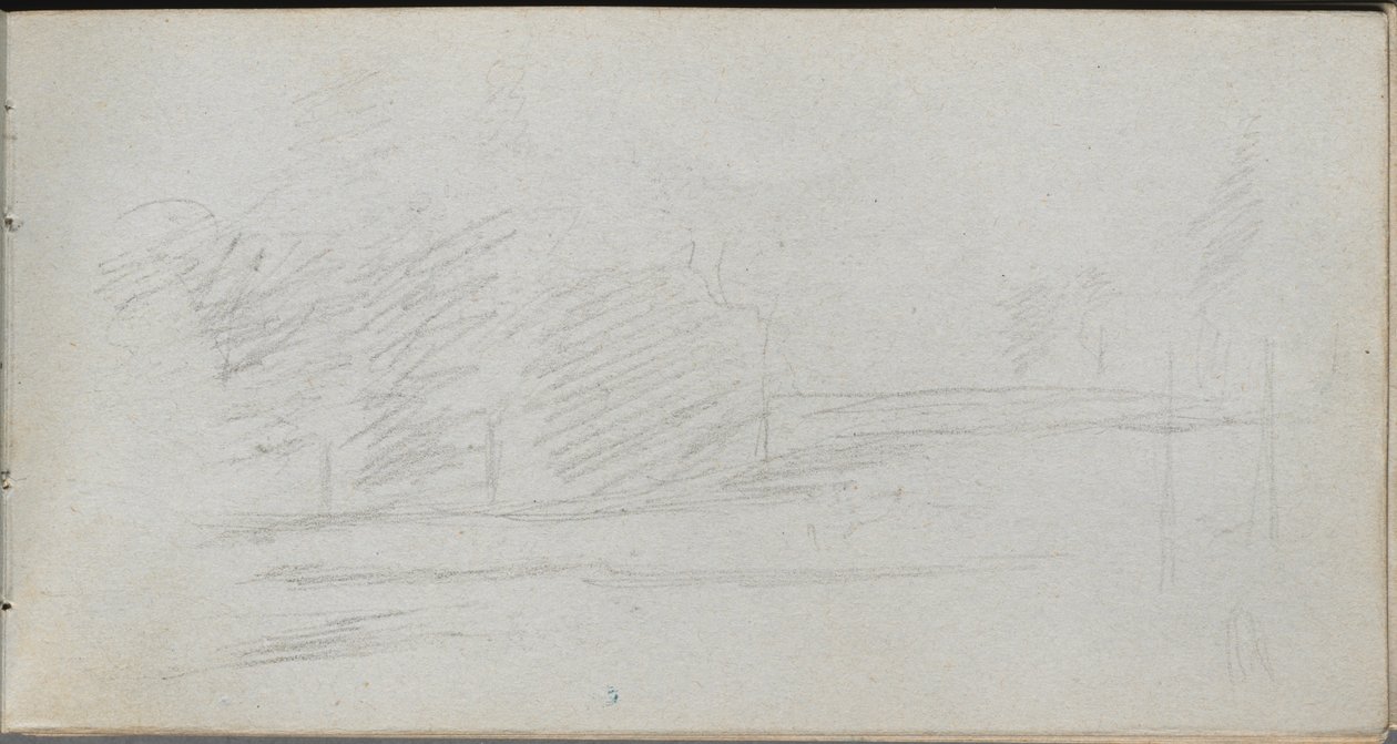 Caderno de desenho, página 78: Estudo da paisagem. de Jean Louis Ernest Meissonier