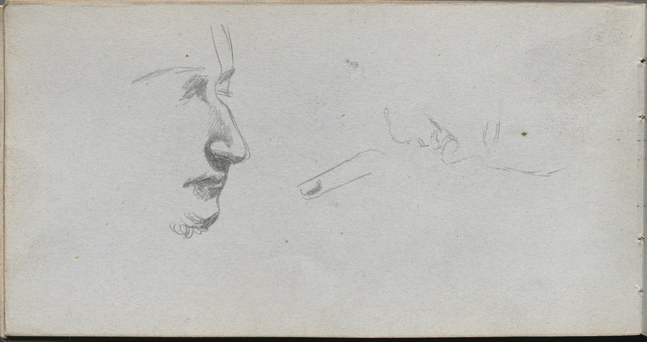 Sketchbook, página 80: Estudo de rostos de Ernest Meissonier