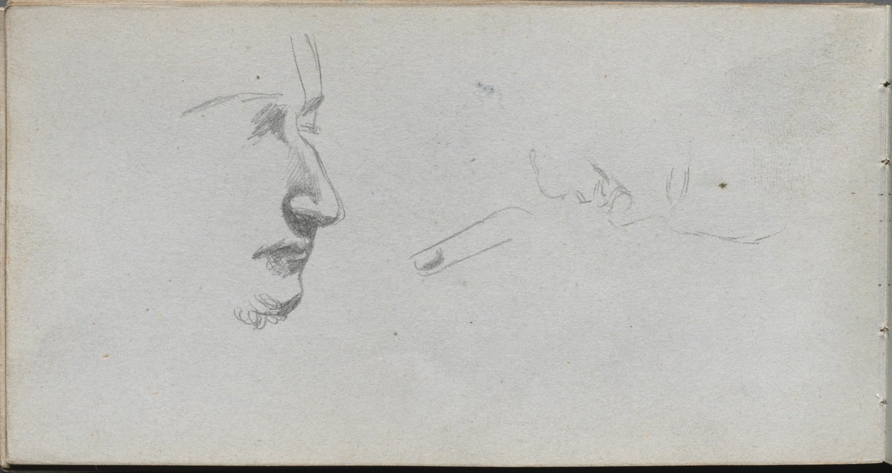 Caderno de desenho, página 80: Estudo de rostos. de Jean Louis Ernest Meissonier