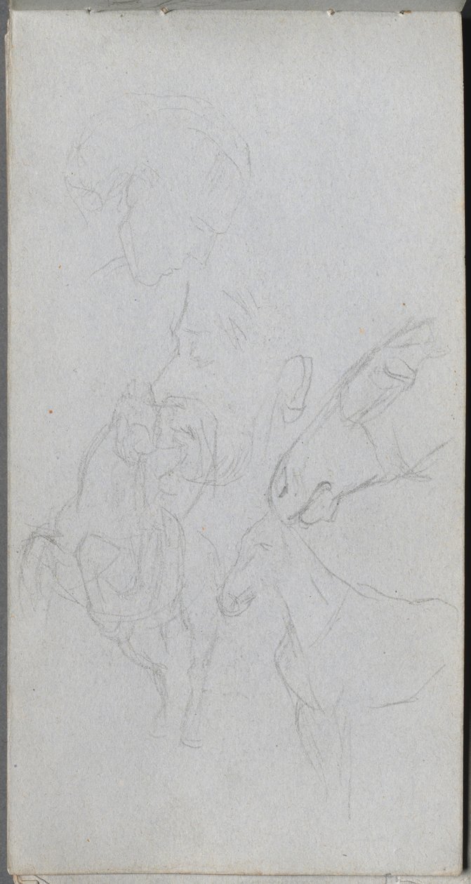 Sketchbook, página 90: Estudo de Cavalos, Perfis de Ernest Meissonier