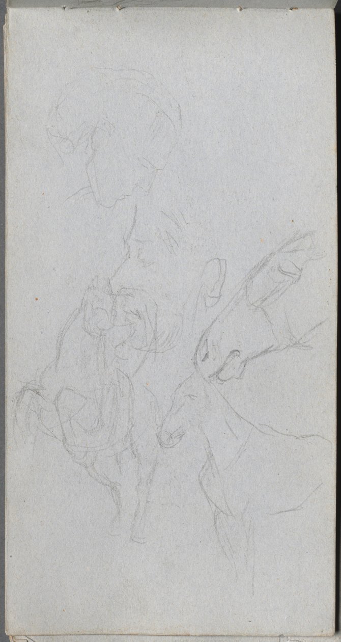 Sketchbook, página 90: Estudo de Cavalos, Perfis. de Jean Louis Ernest Meissonier