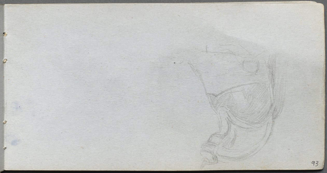 Sketchbook, página 93: Estudo de uma sela de Ernest Meissonier