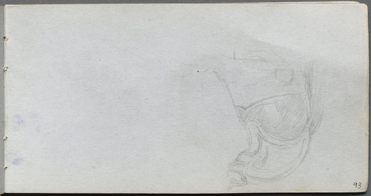 Caderno de desenho, página 93: Estudo de uma sela. de Jean Louis Ernest Meissonier
