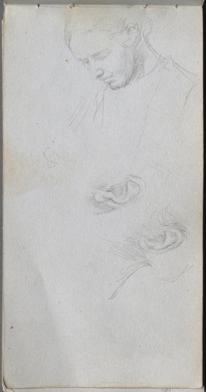 Sketchbook, página 96: Estudo de um rosto, orelhas de Ernest Meissonier