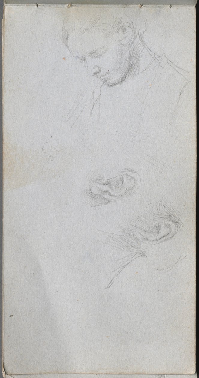 Caderno de desenho, página 96: Estudo de um rosto, ouvidos. de Jean Louis Ernest Meissonier