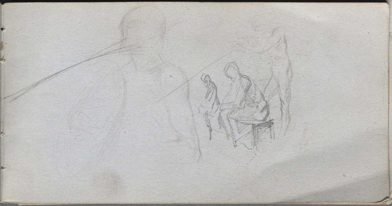 Caderno de desenho, página 98: Estudo de figuras. de Jean Louis Ernest Meissonier