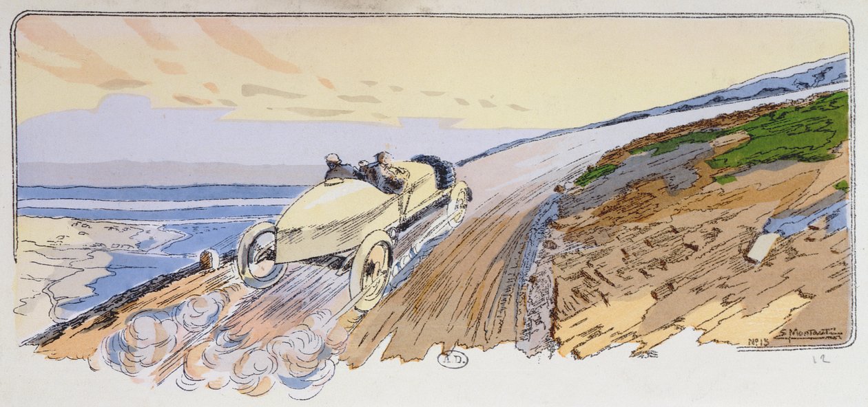 Henri Rougier em sua Lorraine-Dietrich competindo no comício do Monte Ventoux em 1904, c.1910 de Ernest Montaut
