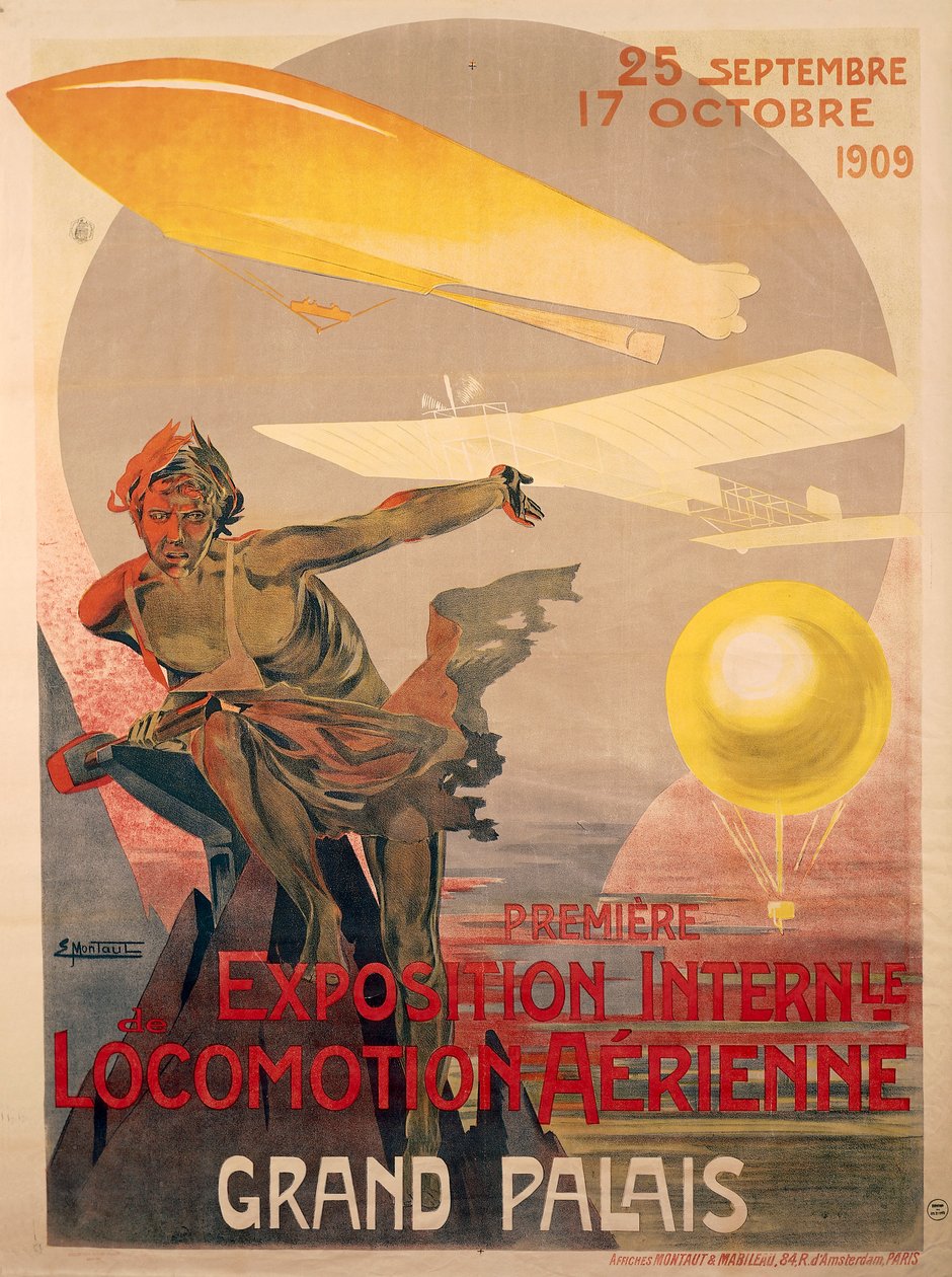 Cartaz da primeira exposição internacional de locomoção aérea, 25 de setembro - 17 de outubro de Ernest Montaut
