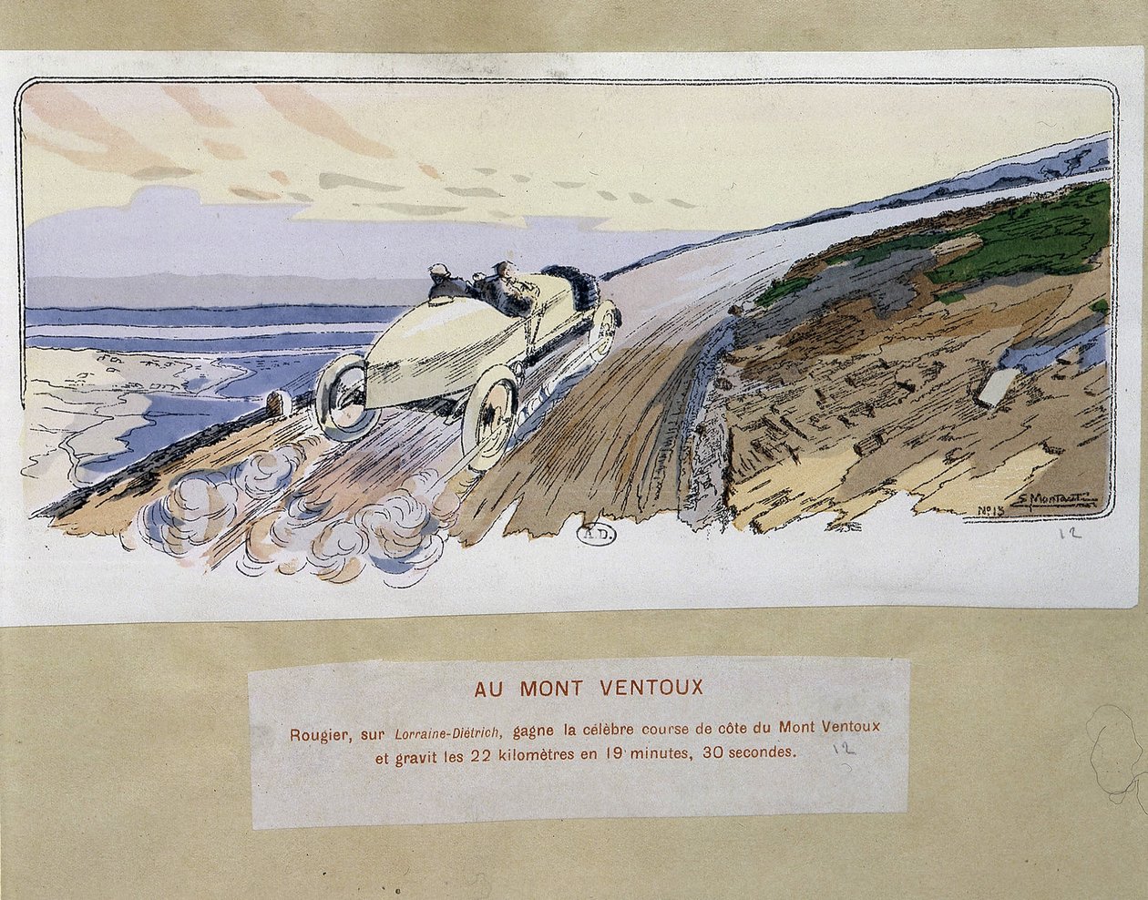Corrida: em Mont Ventoux - desenho de Ernest Montaut (1878-1909). de Ernest Montaut