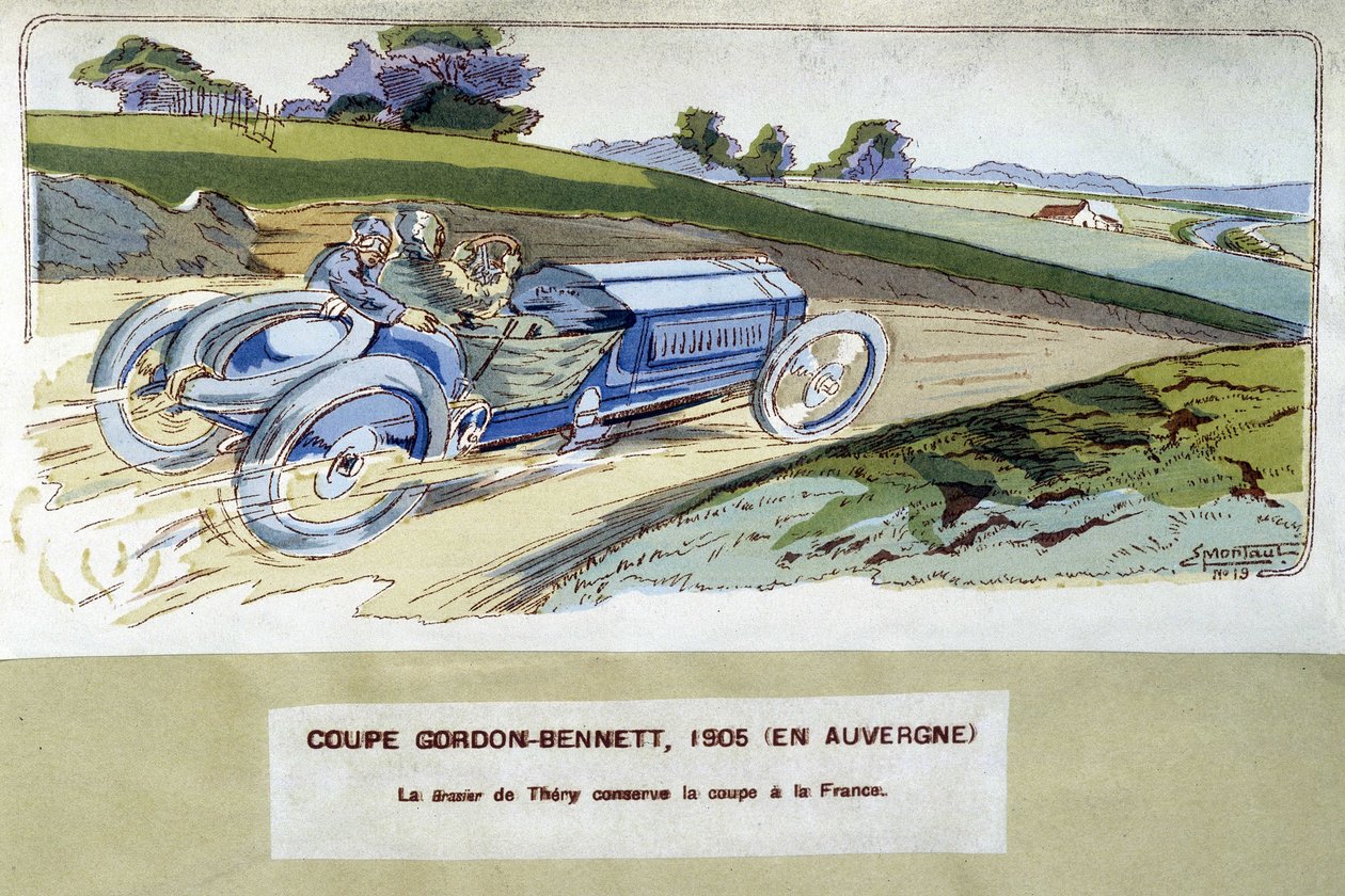 Corrida: a Copa Gordon Bennett (Gordon-Bennett) em 1905 - sorteio por Ernest Montaut (1878-1909). de Ernest Montaut