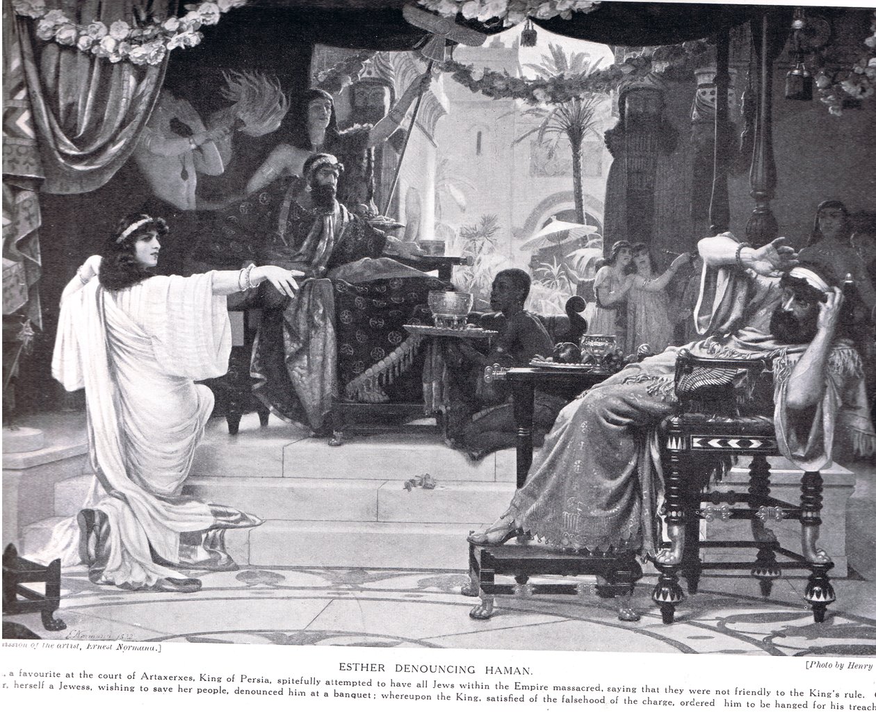Esther denunciando Hamã, ilustração da &39;Hutchinson&39;s History of the Nations&39;, c.1910 de Ernest Normand