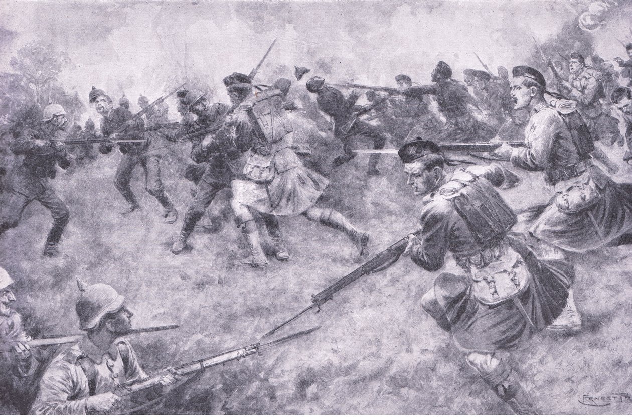 Carente galante do London Scottish, de História da Grande Guerra Vol. 3 publicado por Waverley Book Co Limited, c.1920 de Ernest Prater