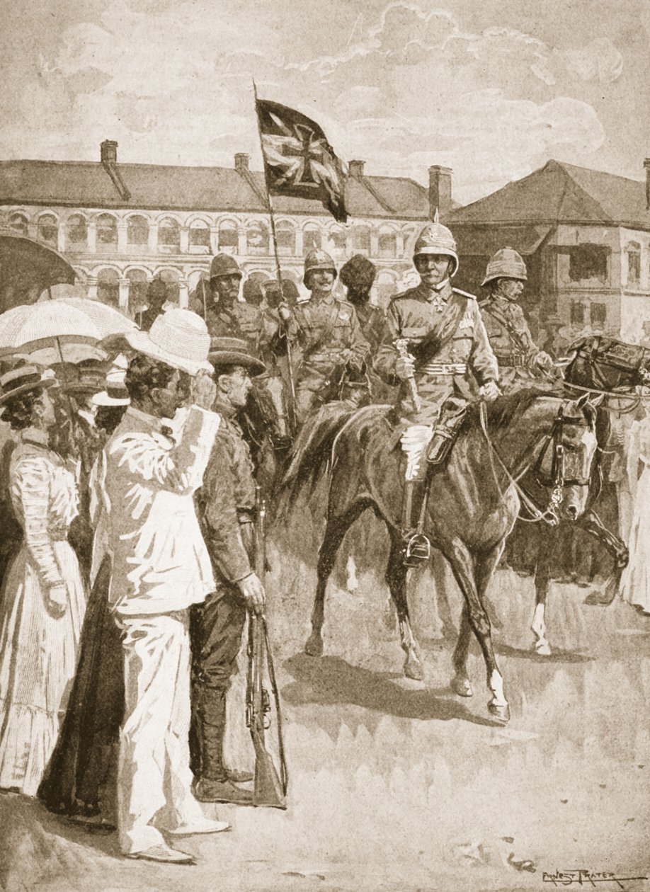 O líder dos Aliados, ilustração das Batalhas do Século XIX: vol. VII, A Guerra Chinesa de 1900-1901 por Archibald Forbes, GA Henty e Major Arthur Griffiths de Ernest Prater