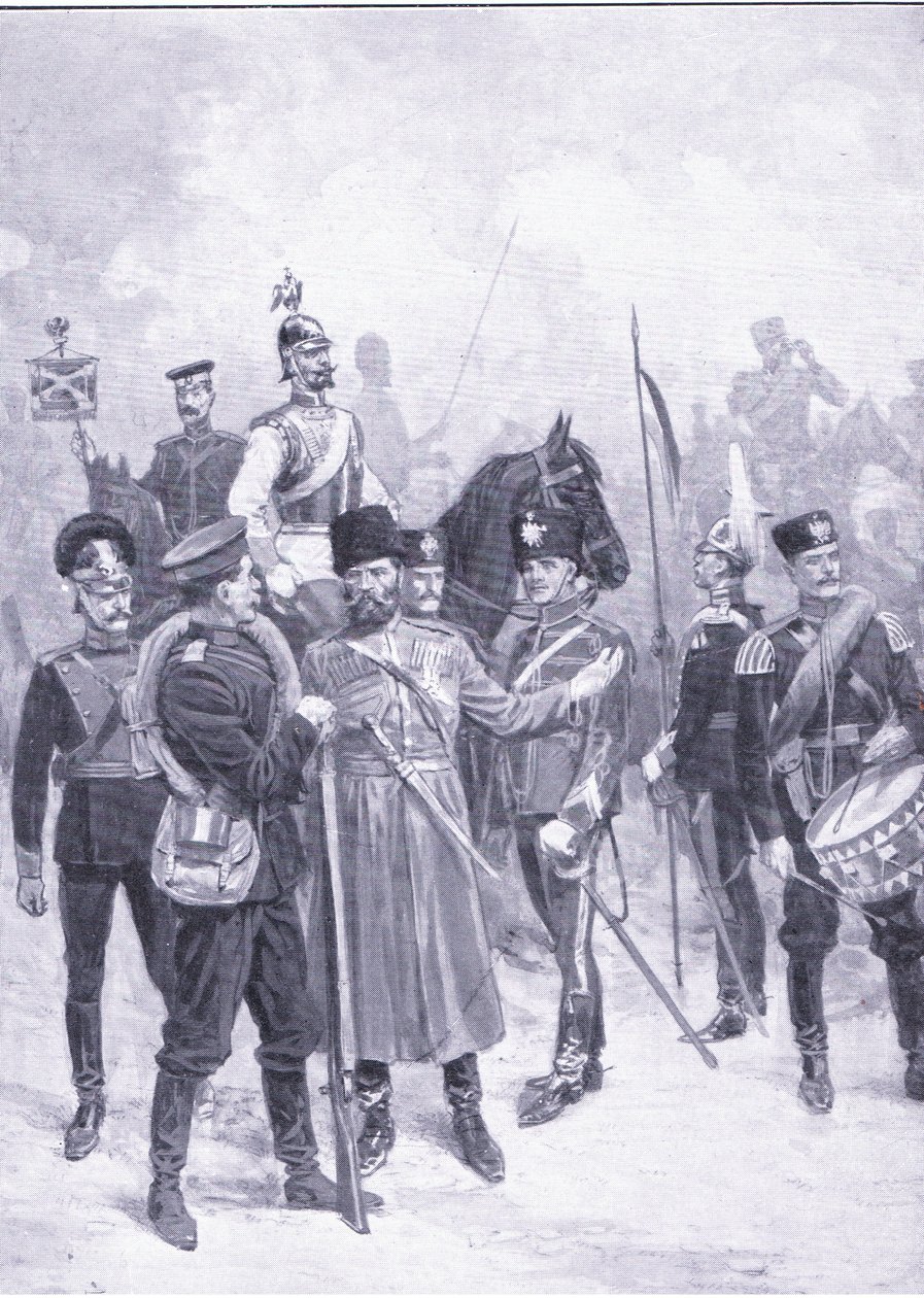 Tipos de soldados russos, ilustração fromCassells História da Guerra Russo-Japonesa Vol 1, c.1900 de Ernest Prater