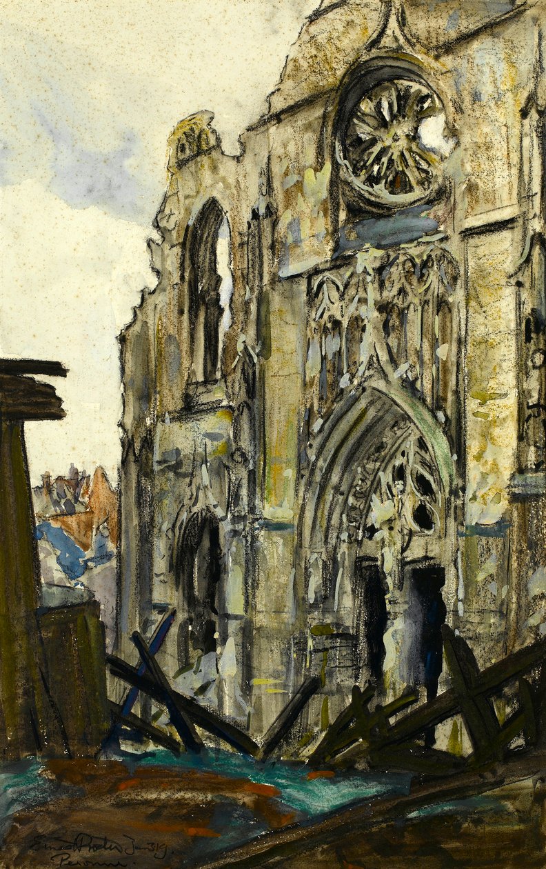 Peronne, 3.1.1919 (giz de cera e guache sobre papel) de Ernest Procter