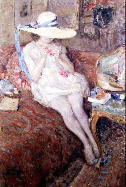 Menina de chapéu de palha de Ernest Rocher